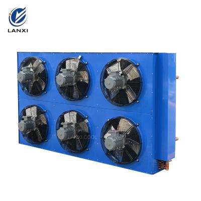 China Heat Exchanger H Type Air Cooled Freezer Condensing Unit Copper Pipe 6 Fan Refrigeration Condenser for sale