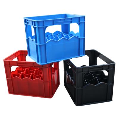 China Manufacturer 12 Solid High Quality Bottles Crate QS Storage Box Stackable Plastic Beer Crate Beer Crate for sale