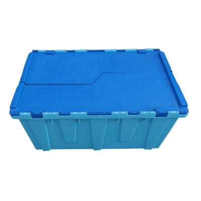 China Heavy Duty Plastic Storage Crate Tied Lid Plastic Stacking Crate Container for sale