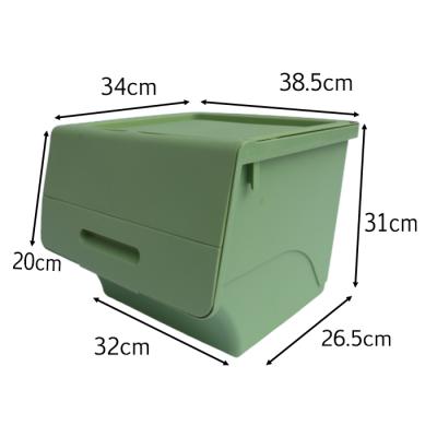 China QS Household Sustainable Colorful Flap Tilted Mouth Large Side Open Stackable Plastic Toy Storage Box With Lid for sale