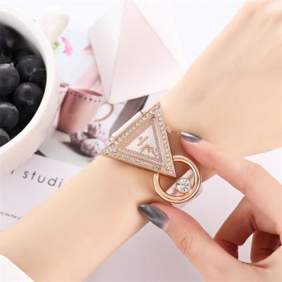 China Non-specific creative design triangle watches shape Matte Watch Strap Luxury Diamond encrusted women's quartz watches for sale