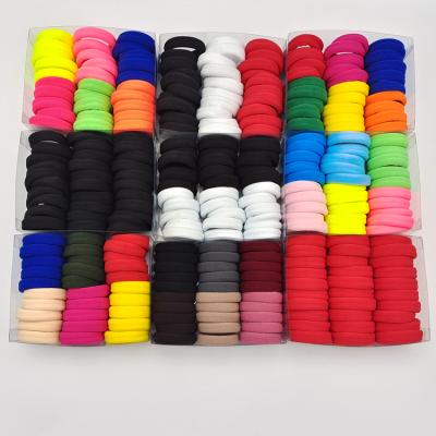 China Minimalist Modern 30 Root Per Box Solid Color Small Hair Ring Elastic Polyester Hair Ties For Girls for sale