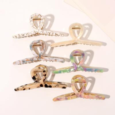 China Fashion Color Acetate Sheet Hair Claw Ladies Hair Accessories Big Acetic Acid Alloy Hair Claw Shark Clips for sale