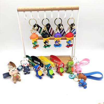 China Ornaments Small Plastic Key Ring Key Chains Cartoon Small Ornaments Key Chain Plastic Multiple Styles Lobster Clasp Key Chains With Small Bell And Handle for sale