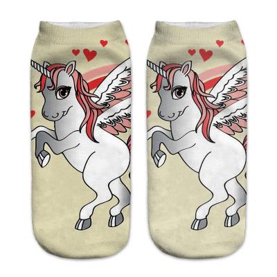 China Hot Selling Funny Cute 3d Anti-Fault Printed Cartoon Short Tube Ankle Unicorn Socks for sale