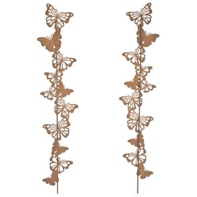 China Wholesale Hot Selling Butterfly Metal Outdoor Decorative Garden Iron Stake Outdoor Decorative Rusty Garden Decoration Home and Garden for sale