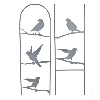 China Wholesale Hot Sale Outdoor Decorative Iron Bird Metal Garden Stake Gray Garden Decoration Home and Outdoor Decorative Garden Fence for sale