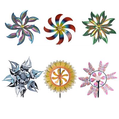 China Hot Selling Iron Yard Colorful Windmill Metal Garden Art Wind Ornamental Spinner for sale