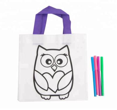 China Educational DIY Toys Nonwoven DIY Painting Cotton Canvas Packaging Drawing Coloring Bag For Kids for sale