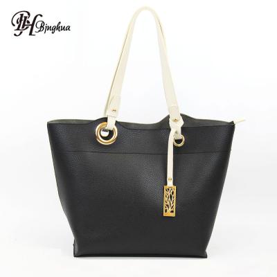 China Durable Hot Sale Designer Women Bags Lady Tote Bags Handbags Black PU Leather Woman Handbag for sale