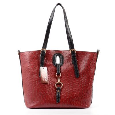 China Wholesale Eco-Friendly Women Ostrich Fashion Leather Handbags Purses 2 In 1 Set Bags for sale