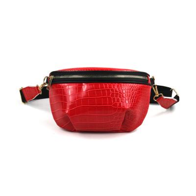 China Red Crocodile Water Proof Elegant Women's PU Leather Waist Fanny Packs For Lady Fashion Bags Belt Bag for sale