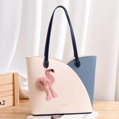 China Hot Selling Trendy Fashion Style Women Handbags Leather Trim Shoulder Bag For Lady Large Tote Bags for sale