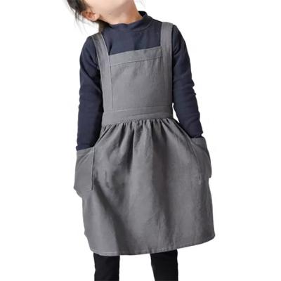 China SunYue New Adjustable Kids Cook Cotton Linen Apron Kids Costume Sets Apron Painting Chef Hat And Apron for sale