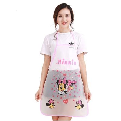 China Fashion Women Adjustable Cute Blue Cartoon Elephant PVC Plastic Waterproof Kitchen Apron For Cooking for sale