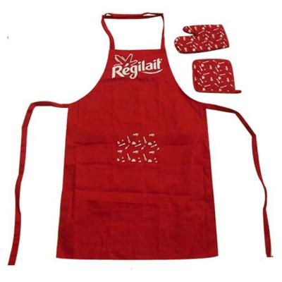 China Oven Mitt Potholder Adjustable Baking Aprons, Christmas Wear Apron Set For Kids, Red Cotton Kitchen Apron Set for sale