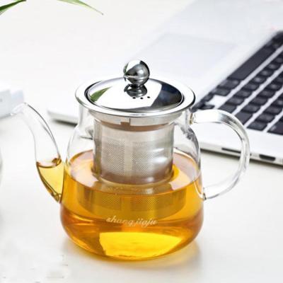 China Large Capacity Stainless Steel Filter Glass Teapot Viable Thickened Resistant Transparent High Temperature Bubble Teapot for sale