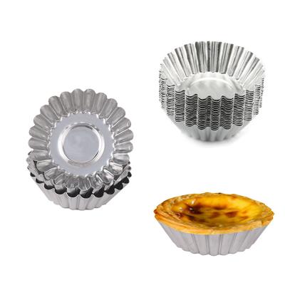 China Viable Aluminum Round Thickened Custard Mold De Nata Chrysanthemum Pastel Coconut Lace Custard Mold for sale