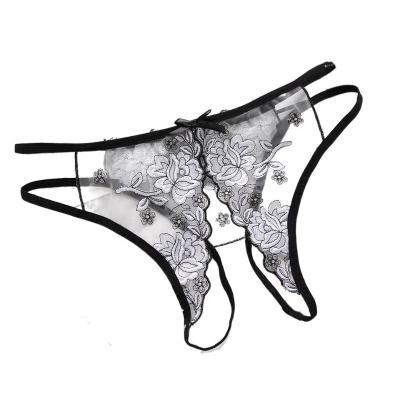 China Hot Transparent Lingeries Women's Erotic Open Crotch Thong Panties Fashion Elasticity Thongs Breathable T Back Panties for sale