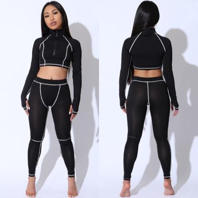 China Breathable Yoga Suit 2 Piece Sports Shirts Crop Top Seamless Gaiters Sportswear Set Gym Clothes Fitness Workout Pants Suit 2021 for sale