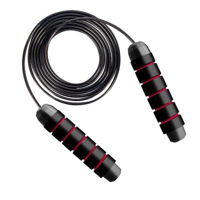 China PU Steel Wire Durable Rope Exercise Jumping Jump Ropes Foam Long Bead Handle Jump Rope for sale