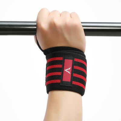 China Eco-friendly Weightlifting Elastic Wrist Band Straps Support Gym Wraps Belt Workout Bandage For Sports Fitness Powerlifting Training for sale