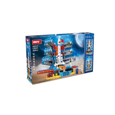 China DIY TOY Factory Price China Aerospace long March 5 Rocket and launch tower building block place for sale