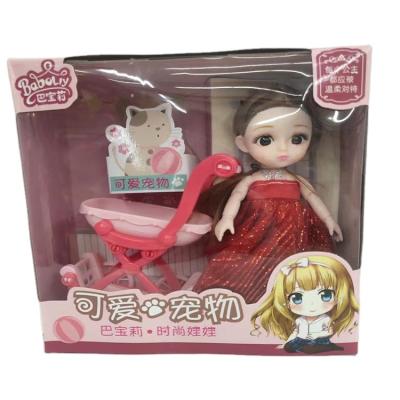 China Newest Soft Hot Sale Fashion Cute Joints Girls Movable Doll With Small Handcart for sale