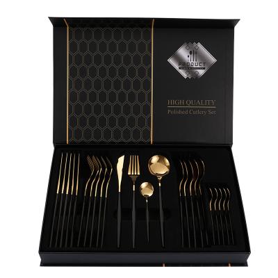 China Sustainable Gold Dinnerware Set 24pcs Set Flatware Sets for sale