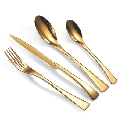 China Viable Bulk Gold Flatware Stainless Steel Restaurant Cutlery Set Modern Gold Spoon And Fork Set Flatware Sets For Wedding for sale