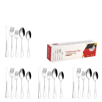 China Gold Flatware 20pcs Cutlery Set Spoon And Fork Viable Cutlery Set Stainless Steel Flatware Sets For 4 People for sale