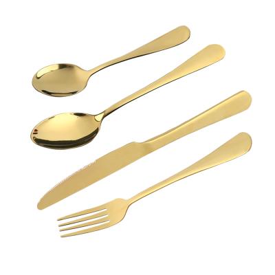 China Viable Bulk Dinnerware Stainless Steel Gold Flatware Spoon Spoon Fork Flatware Sets for sale