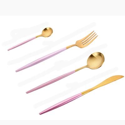 China Luxury Viable Gold Flatware Spoon Knife Fork Knife Sets Bulk Gold Cutlery & Spoon Set Fork and Fork Set Flatware for sale