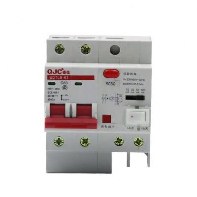 China QJC BD1LE-63 Elcb Factory Price 63A 2 Pole RCBO Circuit Breaker 4KA for sale