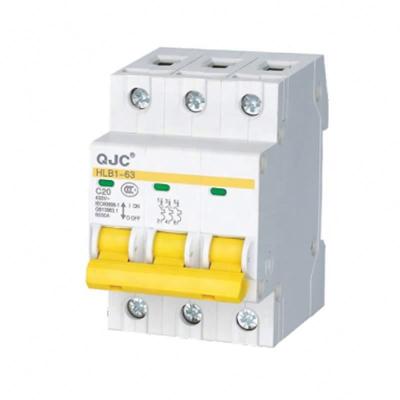 China Wholesale QJC HLB1-63 3P Yellow Handle 20 Amp Mcb 6KA Miniature Circuit Breaker for sale