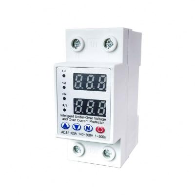 China Thermosetting Material Adjust Voltage Relay Control Over Under Voltage Protector 63A Over Voltage And Over Current for sale