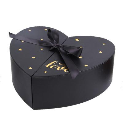 China Recyclable Luxury Double Empty Paper Gift Open Paper Chocolate Box Heart Shape Gift Wrapping Rose Flower Box for sale