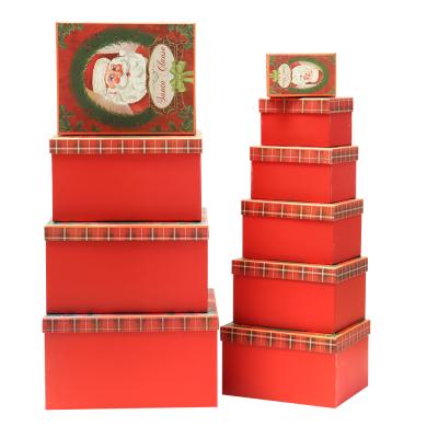 China Custom Materials Christmas Cover Box Holiday Logo Recycled Red Special Paper Candy Gift Box for sale