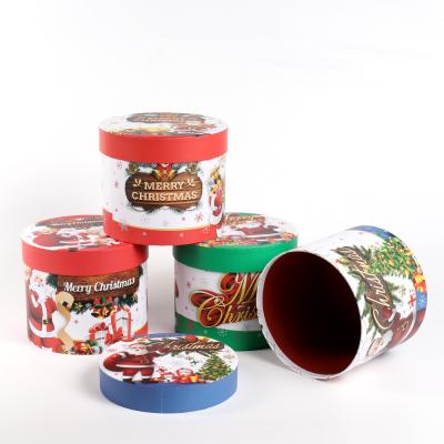 China Christmas Recyclable High Quality Pattern Printing Boxes Rose Gift Three Piece Round Flower Chocolate Box for sale