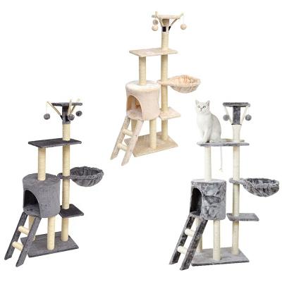 China Cat Tree Cat Tower Stocked For Indoor Cats Multilevel Furniture Housing With Feeding Bowl And Scratch Panel for sale