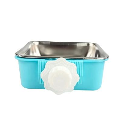 China Best Quality Non-automatic Square Feeder Plastic Iron Travel Pet Hanging Steel Feeding Bowls for sale