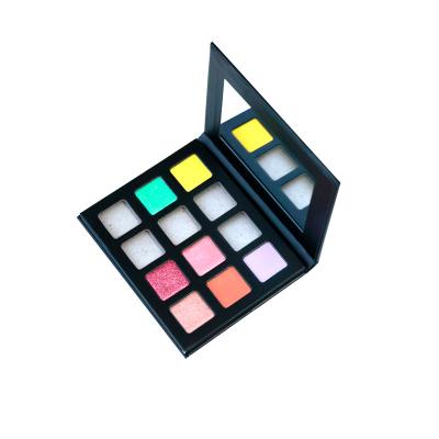 China Waterproof 12 Colors Shimmer Glitter Pigmented Eyeshadow Private Label Eyeshadow Palette for sale