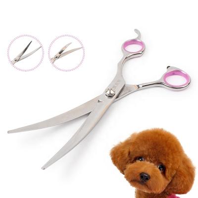 China 2022 Hot Selling Stainless Steel High Quality Stocked Dog Cat Hair Nail Upturned Or Downwarping Pet Scissors Curved Scissors for sale