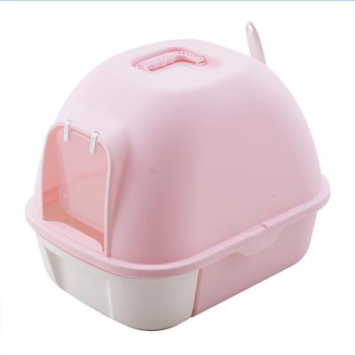 China Stocked Wholesale Enlarge Fully Enclosed Type Cat Litter Box Eco-Friendly Portable Cat Toilet Box Indoor Plastic Drawer for sale