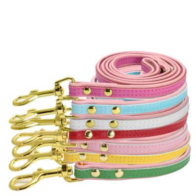 China 2022 small and medium dog chain pet supplies new arrival double layer color pet leather viable popular pet leash for sale