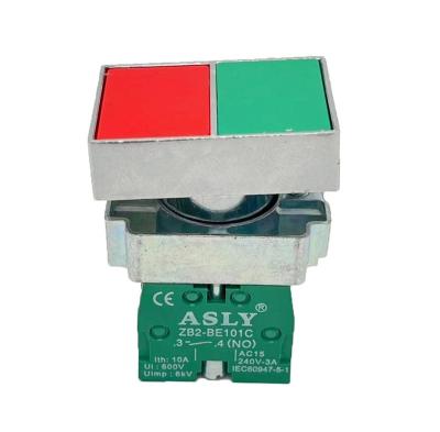 China Control Push Button Switch Rectangle Press Reset Xb2-bl8425 1no1nc Industrial Power Supply Start Unlocking 22mm Double Link Red Green Switches for sale