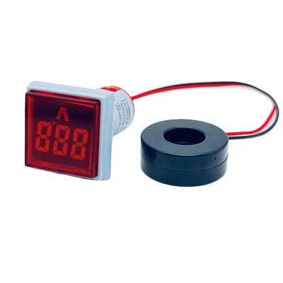 China Mini Current 22mm Square Digital Ammeter AC 60-500V Ammeter LED Digital Display Indicator Ammeter AD16-22DSV for sale