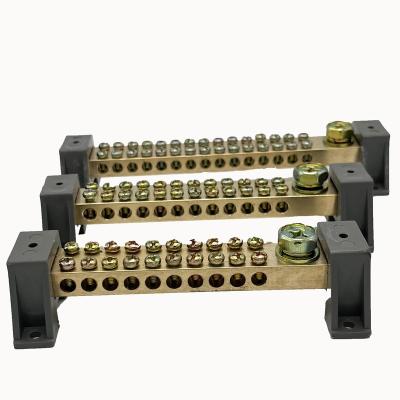 China Connecting Wire 9*18mm 10x18mm 12*18MM Double Ground Wire Two Tier Neutral Rack Connector Brass Bar Terminal Block for sale