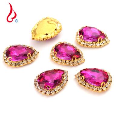 China Lan Guang Factory Wholesale Environment Inspection Glass Flatback fancy sew on crystals rhinestone with claw for women dress decoration for sale