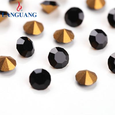 China Lan Guang SS4 SS6 SS8.5 Bulk High Quality Wholesale Environment Inspection Pointback Custom Shape Black Glass Rhinestones for sale